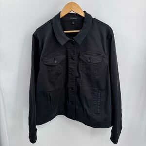 Lane Bryant Denim Jacket Women Size 24 Trucker Classic Button Up Stretch Casual